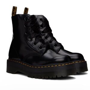DR. MARTENS Black Molly Leather Platform Boots
